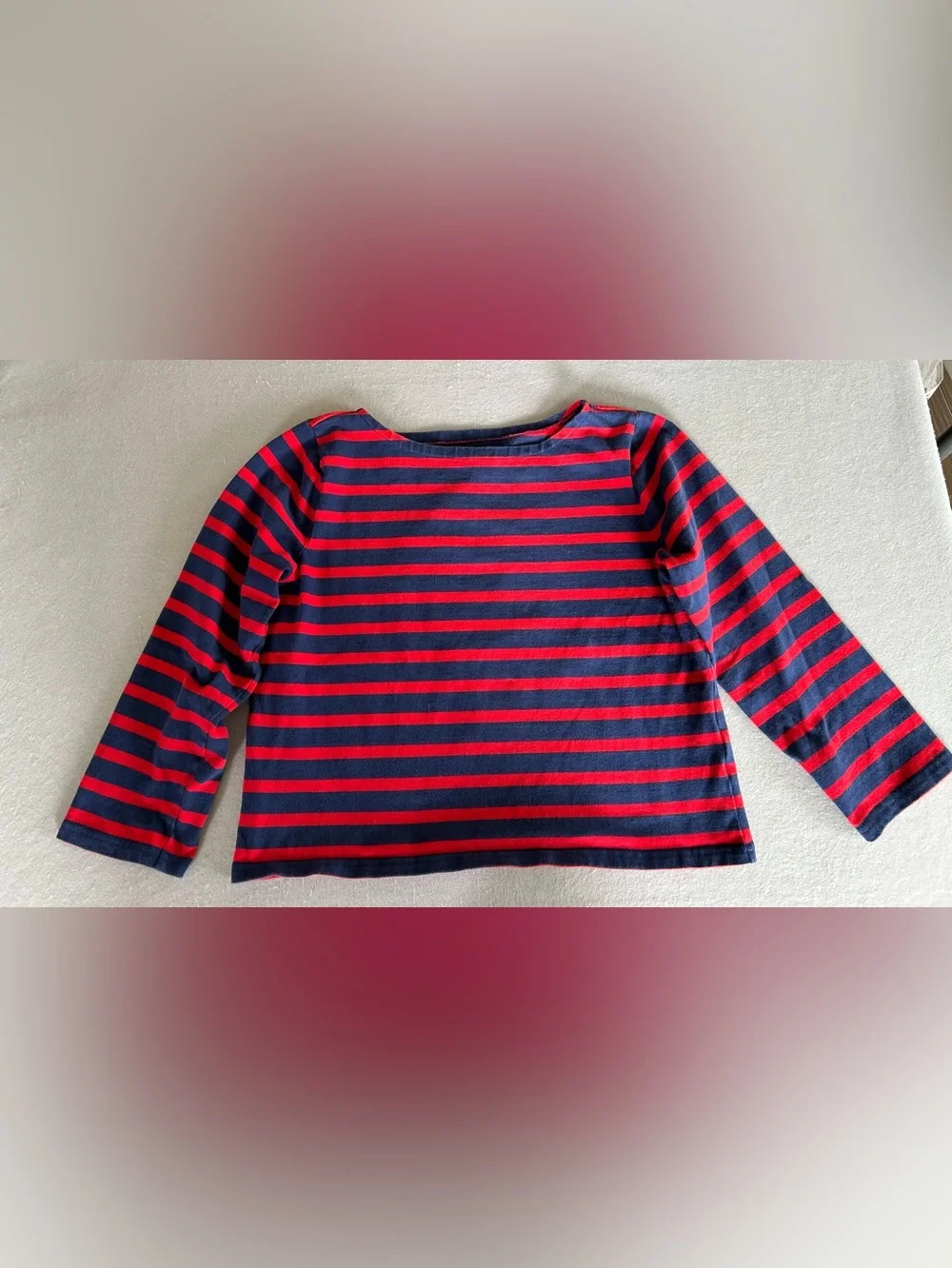2 J. Crew Womens Long Sleeve T-Shirt Size M- Black & White, Blue &Red Stripes